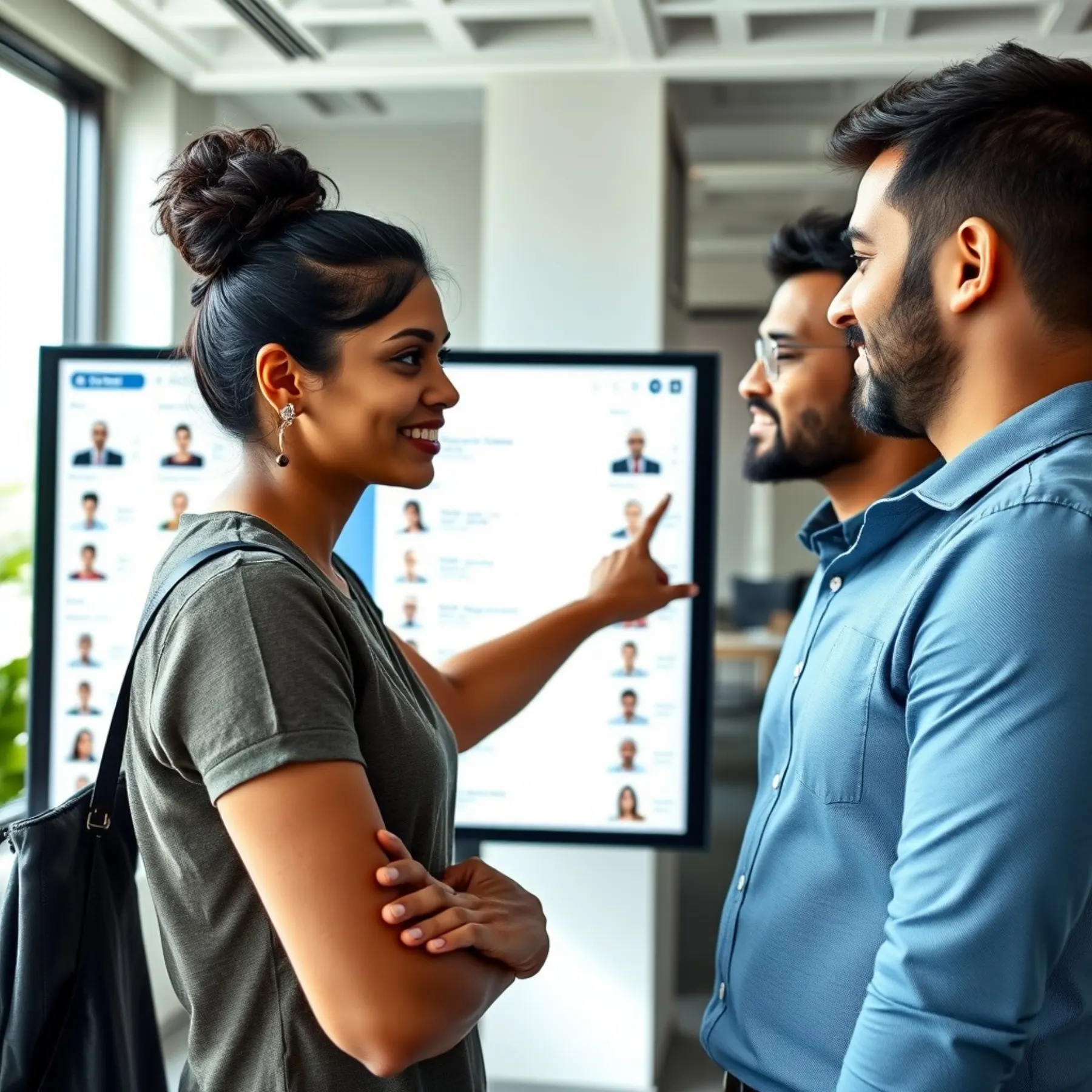 Recruiters reviewing a shortlist of matched candidates on screen